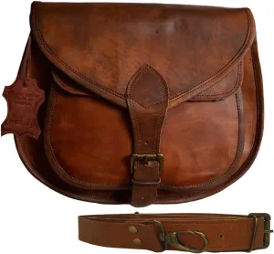 Madosh, Women's Leather Crossbody Handbag Messenger Style Purse Vintage Satchel Shoulder Casual Bag