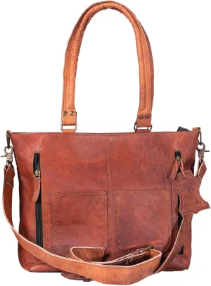 Madosh, Women's Leather Crossbody Tote Top Handle Handbag Office Shoulder Laptop Bag Shopping Travel Purse