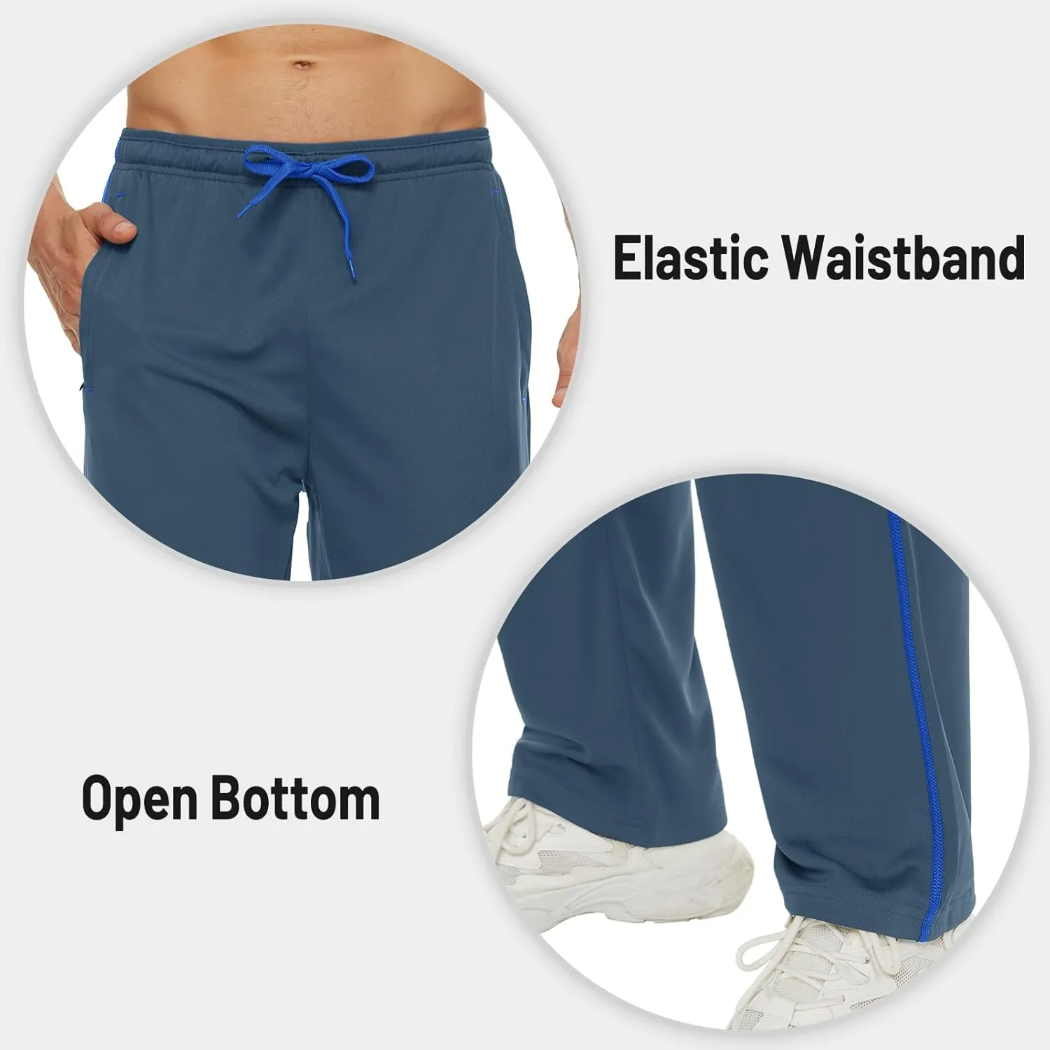 MAGNIVIT Men's Lightweight Sweatpants Loose Fit Open Bottom Mesh Athletic Pants with Zipper Pockets