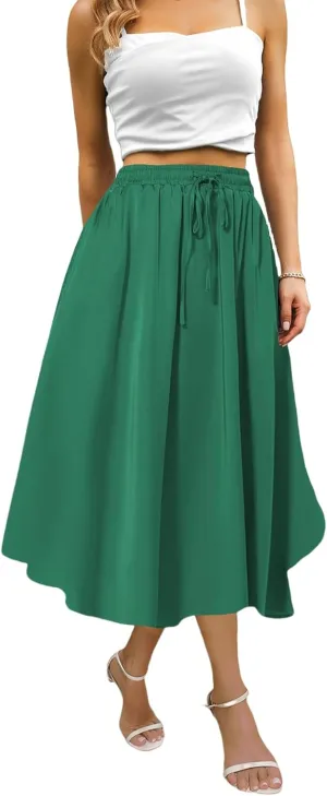 Maxi Skirts for Women with Pockets Long Midi Length Casual Skirt for Beach Party Holiday