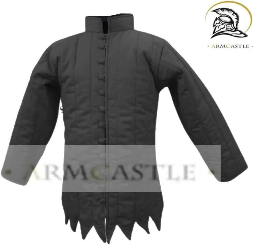 Medieval Gambeson Coat - Thick Padded Cotton Aketon Armor with Medium, Full Sleeves | SCA, LARP, Winter Costume.