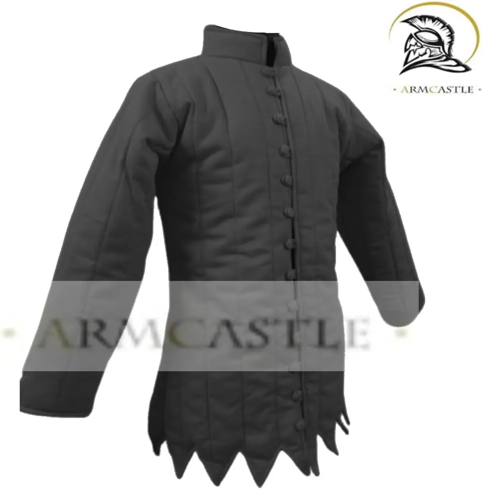 Medieval Gambeson Coat - Thick Padded Cotton Aketon Armor with Medium, Full Sleeves | SCA, LARP, Winter Costume.