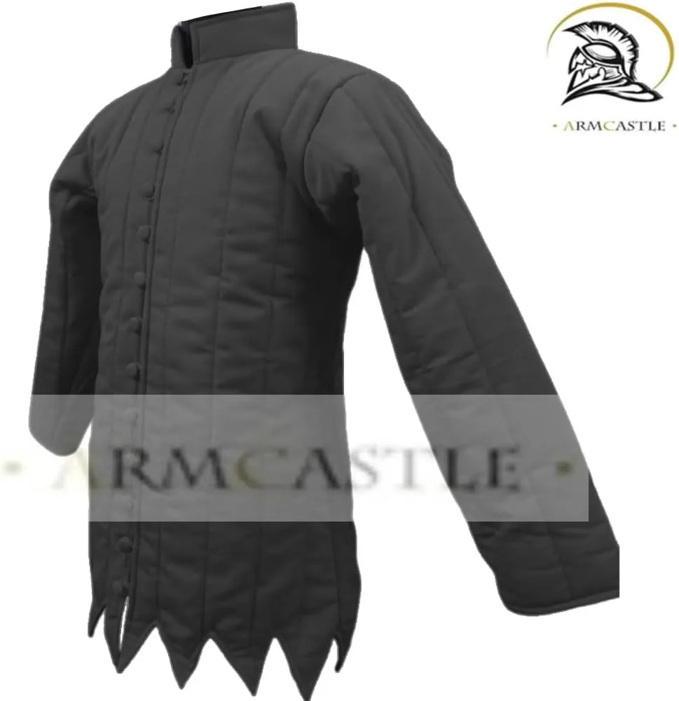 Medieval Gambeson Coat - Thick Padded Cotton Aketon Armor with Medium, Full Sleeves | SCA, LARP, Winter Costume.