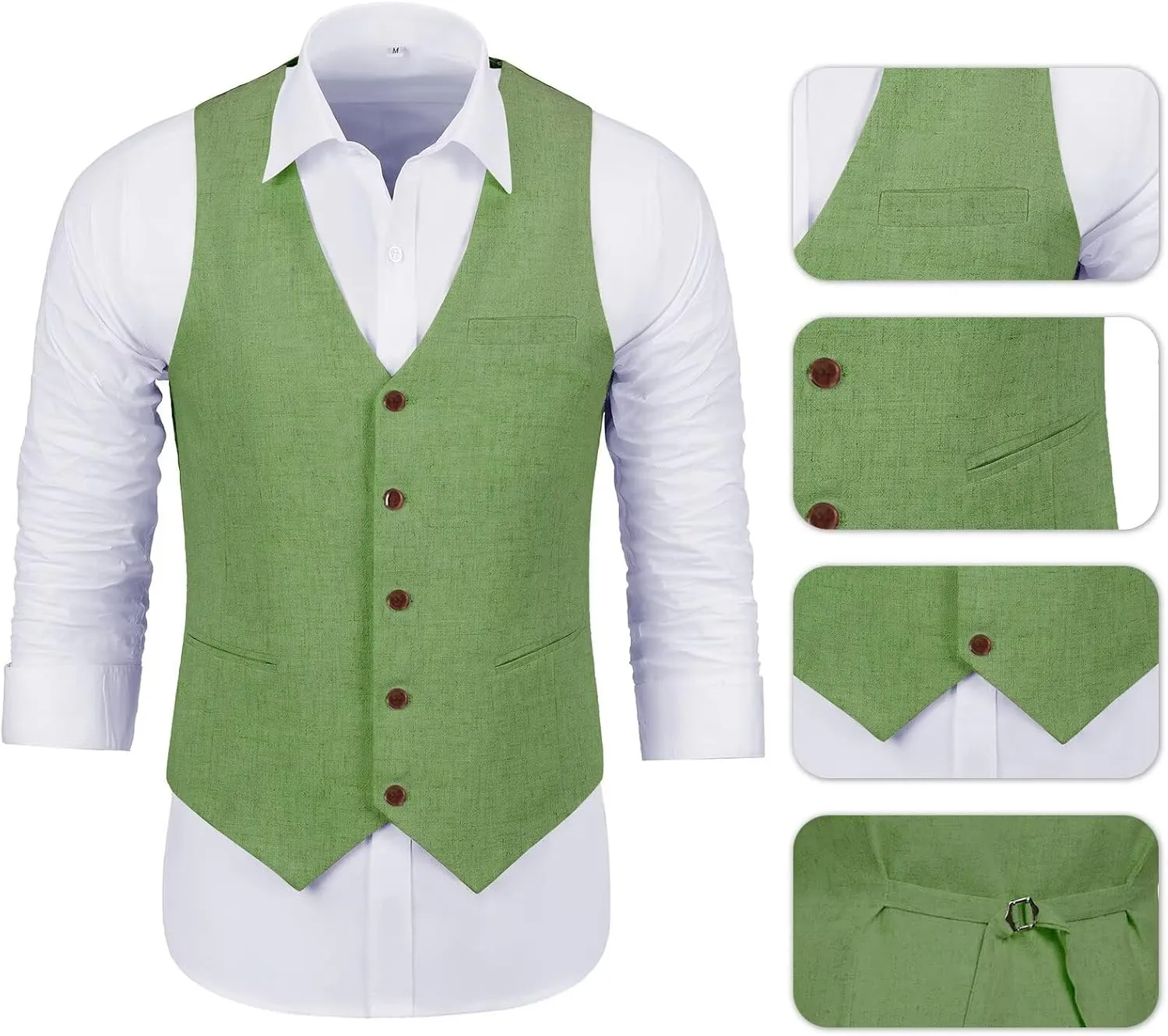 Men Suits Linen Beach Wedding Suits 3 Piece Groomsmen Attire Linen Blazer Vest Pant Prom Tuxedo