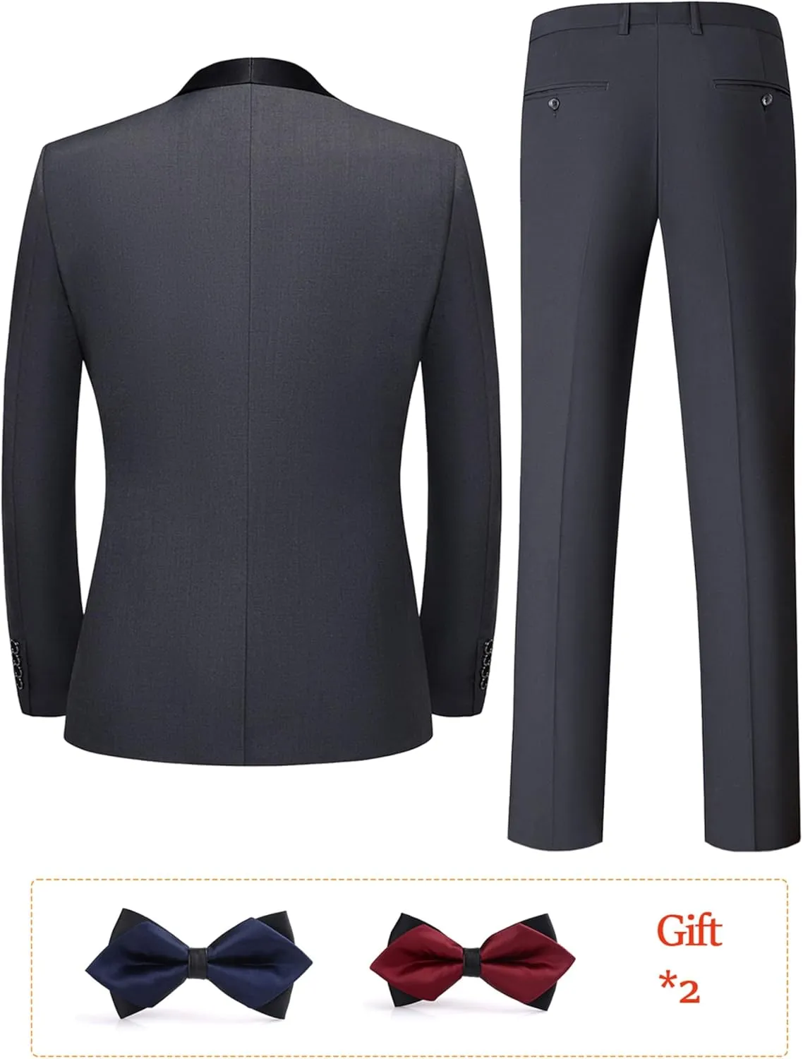 Men Suits Slim Fit 3 Pieces Sets Tuxedo Blazer Vest Pants Shawl Lapel Bow Ties for Prom Party Wedding Business Dinner