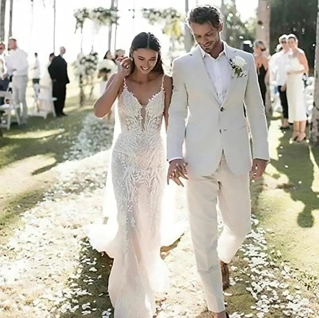 Mens 2 Piece Linen Suit Casual Beach Wedding Blazer Pants Set Summer Linen Suit for Men