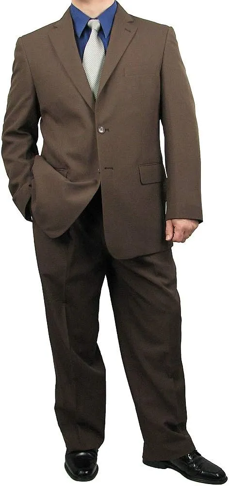 Mens 2-Piece Regular Fit Dress Suit Single-Breasted Jacket & Flat-Front Pants Includes Free Stylish Socks