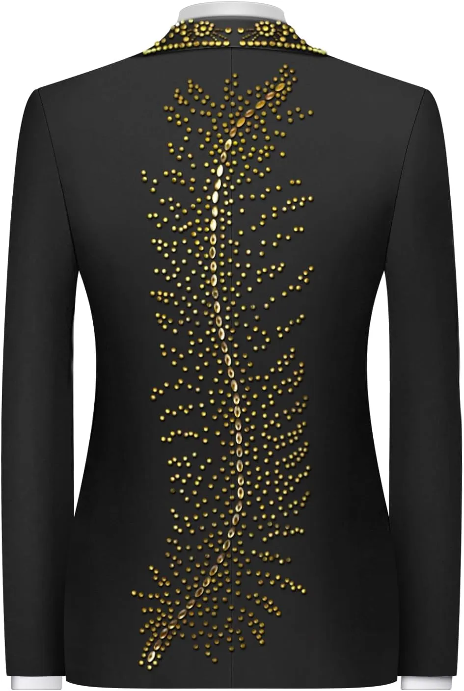 Men's 2 Piece Suit One Button Single Breasted Slim Fit Party Blazer Beaded Prom Wedding Suits Pants Set for Men