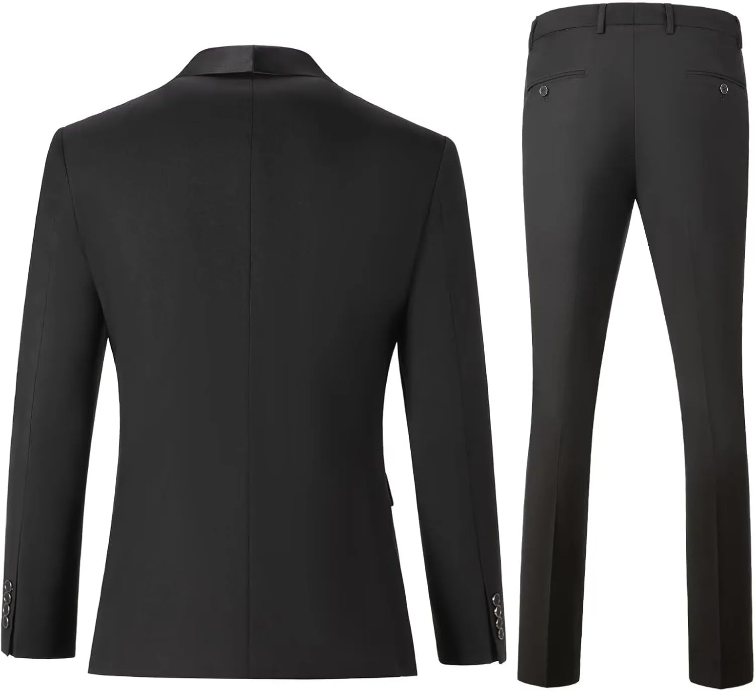 Men's 3 Piece Slim Fit Suit One Button Shawl Lapel Jacket Vest Pants Tuxedo Set with Bow Tie Pocket Square