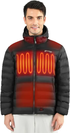 Men's Heated Jacket with Battery Included 12V Self Warming Parka Coat, Down Ski Jacket, Bluetooth App Control