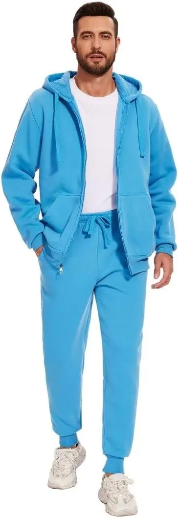 Men's hoodie sweatsuit Full-Zip fleece track suits casual jogger set outdoor sportswear
