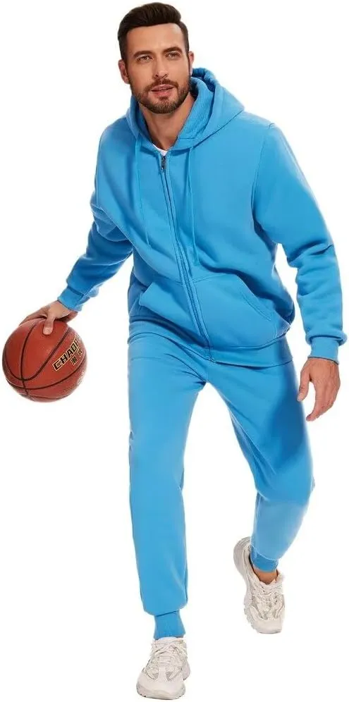 Men's hoodie sweatsuit Full-Zip fleece track suits casual jogger set outdoor sportswear