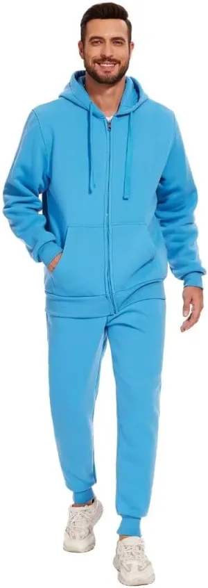 Men's hoodie sweatsuit Full-Zip fleece track suits casual jogger set outdoor sportswear