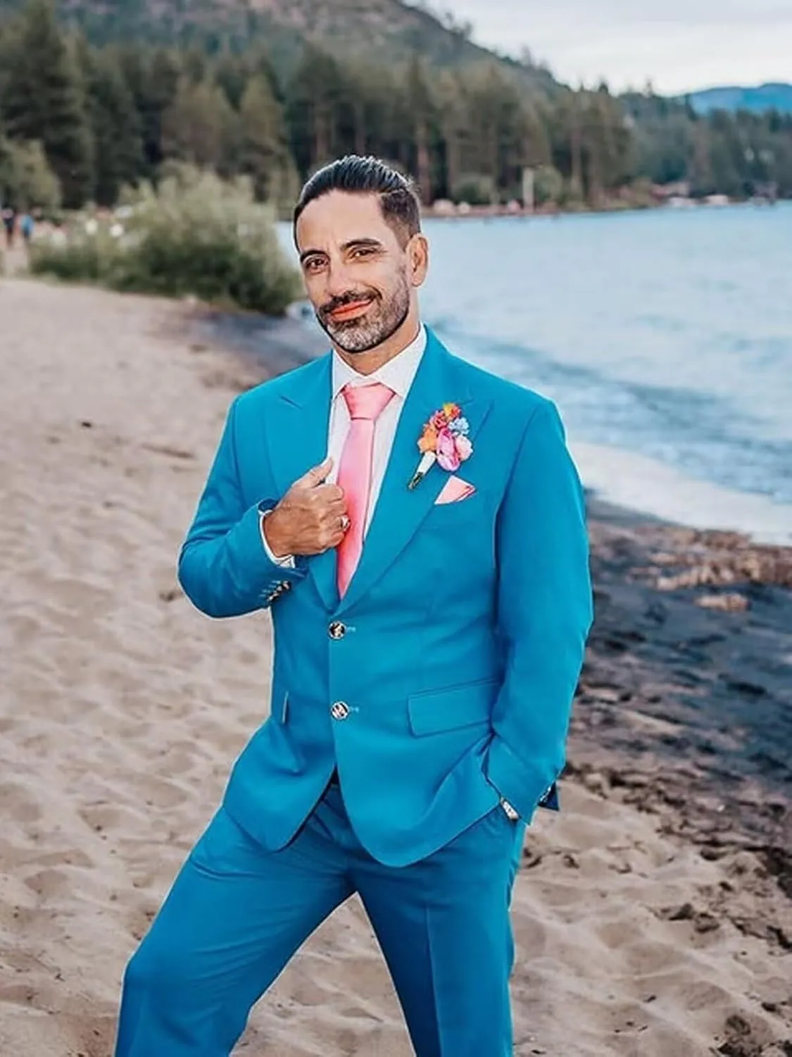 Mens Suit for Wedding 2 Piece Men Slim Fit Suit Formal Business Two Button Jacket Pants Suits for Men Prom Dinner