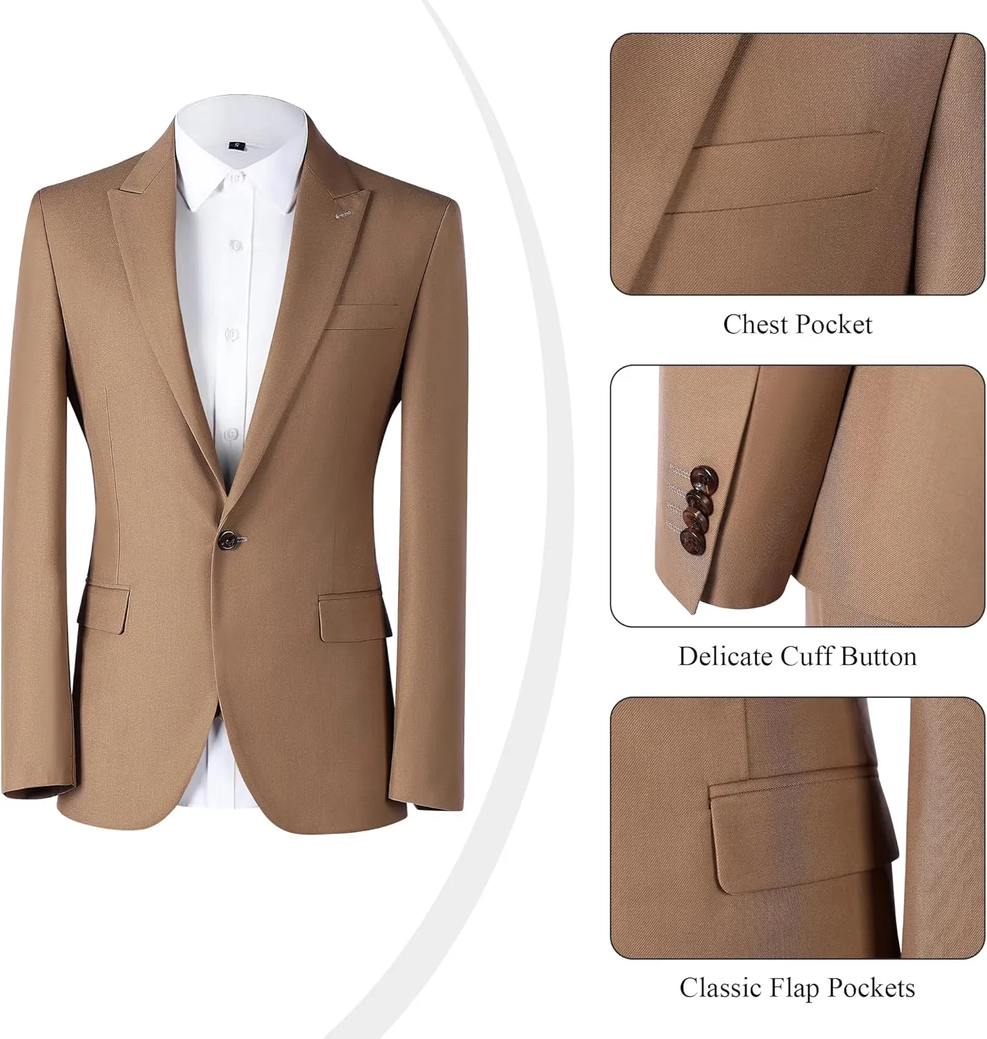 Mens Suit Slim Fit Solid Suit Jacket Double Breasted Vest and Dress Pants 3 Piece Set Prom Wedding Suits for Men
