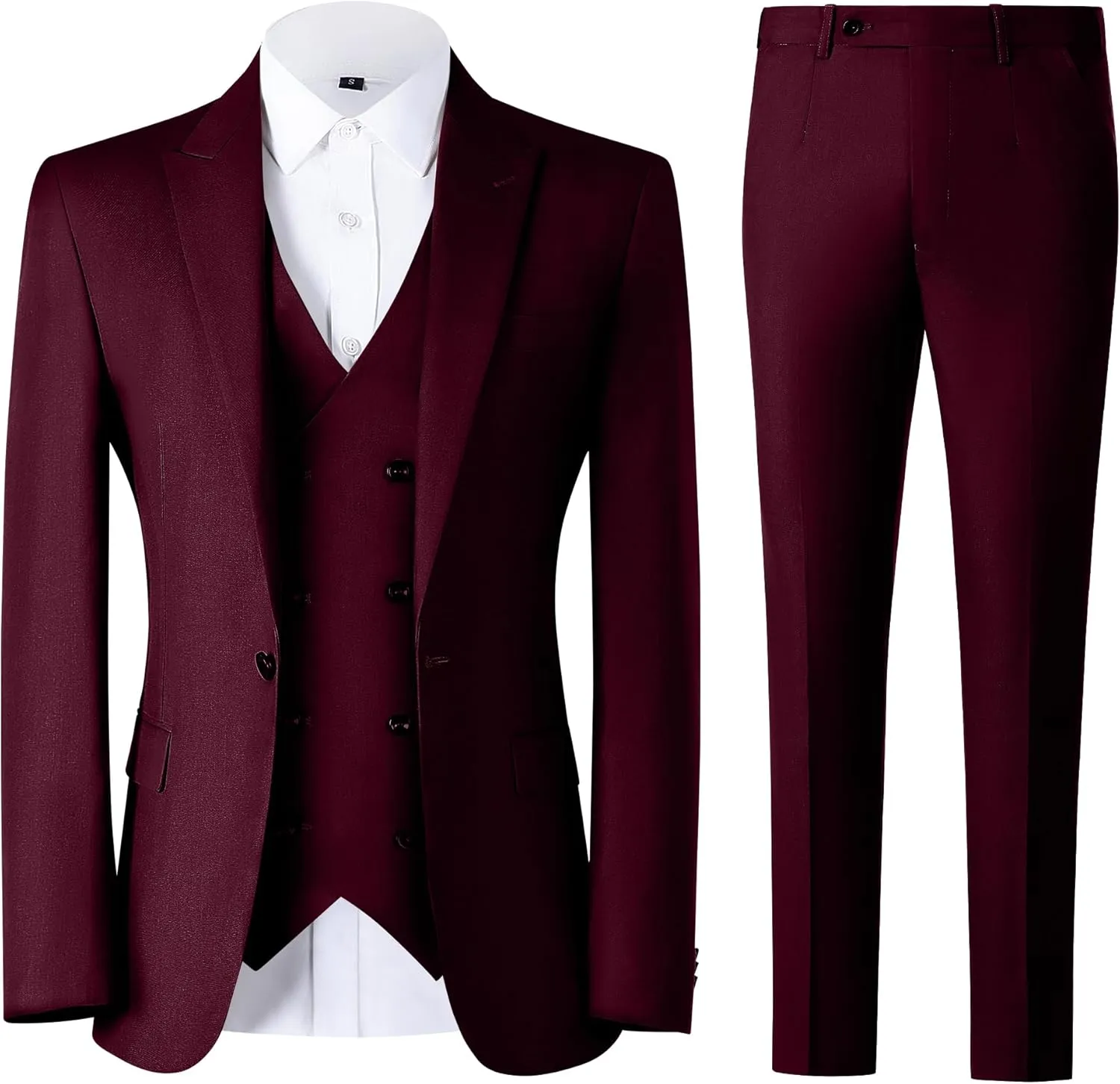Mens Suit Slim Fit Solid Suit Jacket Double Breasted Vest and Dress Pants 3 Piece Set Prom Wedding Suits for Men