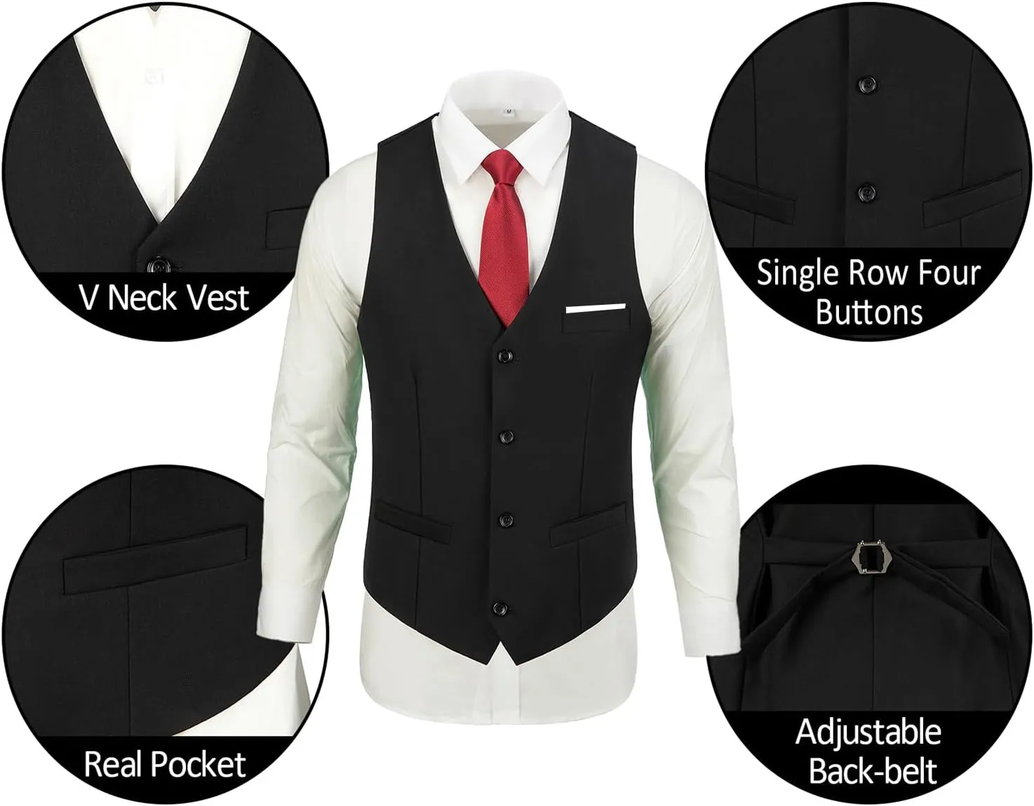 Mens Suits 3 Pieces 2 Button Slim Fit Suit Tuxedo Prom Formal Jacket Blazer Vest Pants with Tie