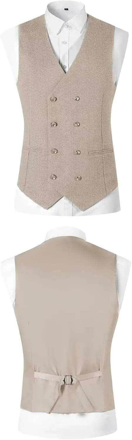 Men's Suits Herringbone Tweed Suits for Men Retro 3 Piece Peak Lapel Blazer Wedding Prom Suit Jacket Vest Pants Set