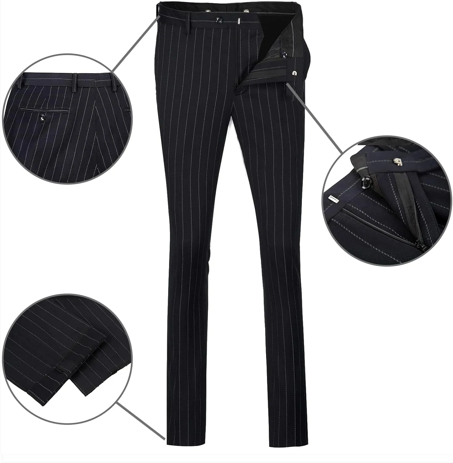 Mens Suits Slim Fit 3 Piece Double Breasted Tuxedo Suit Jacket Vest Pants Set for Wedding Prom
