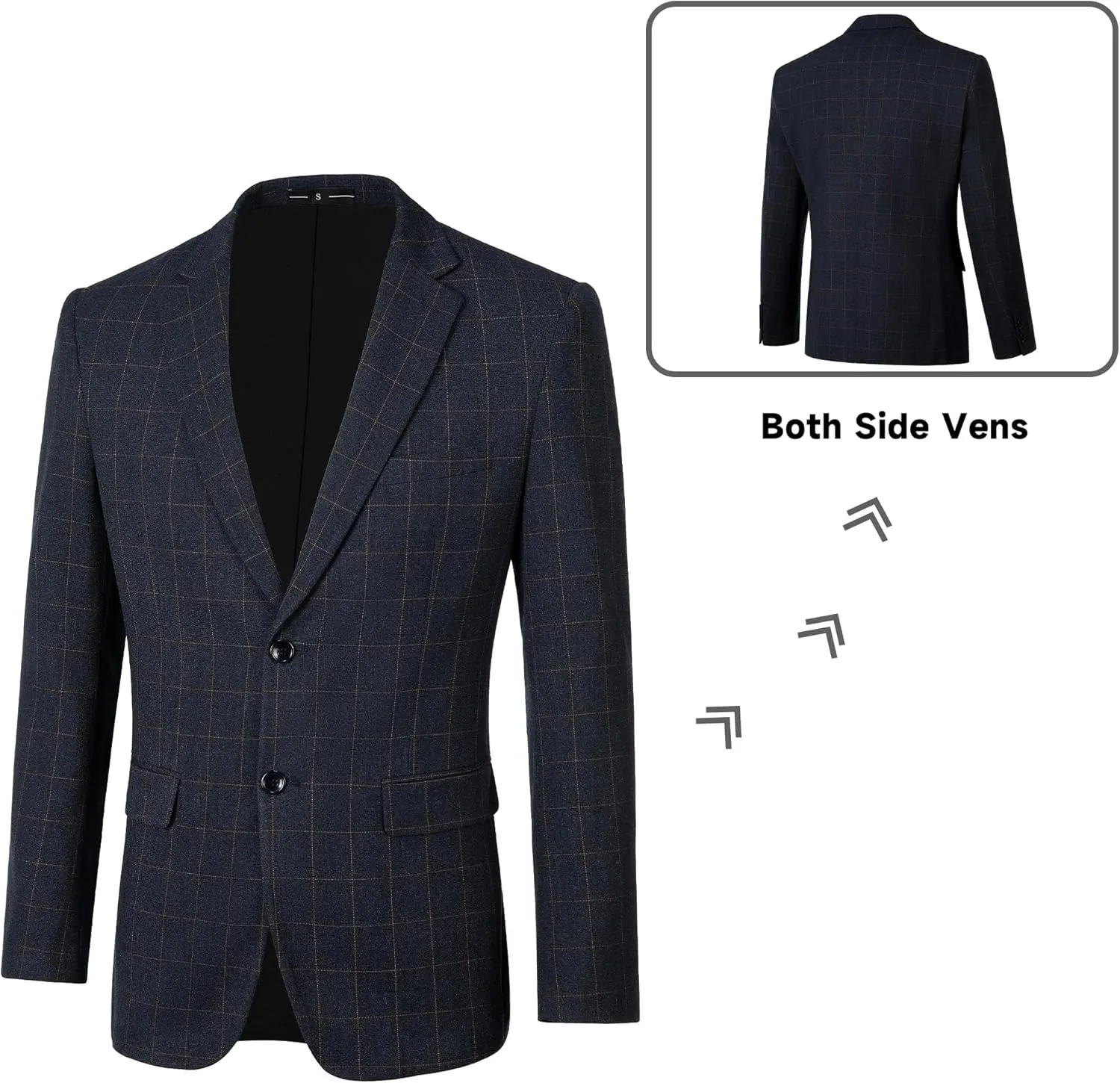 Men's Tuxedo Suits Slim Fit Plaid Suits for Men 3 Piece Suit Jacket Vest Pants Set for Wedding Prom