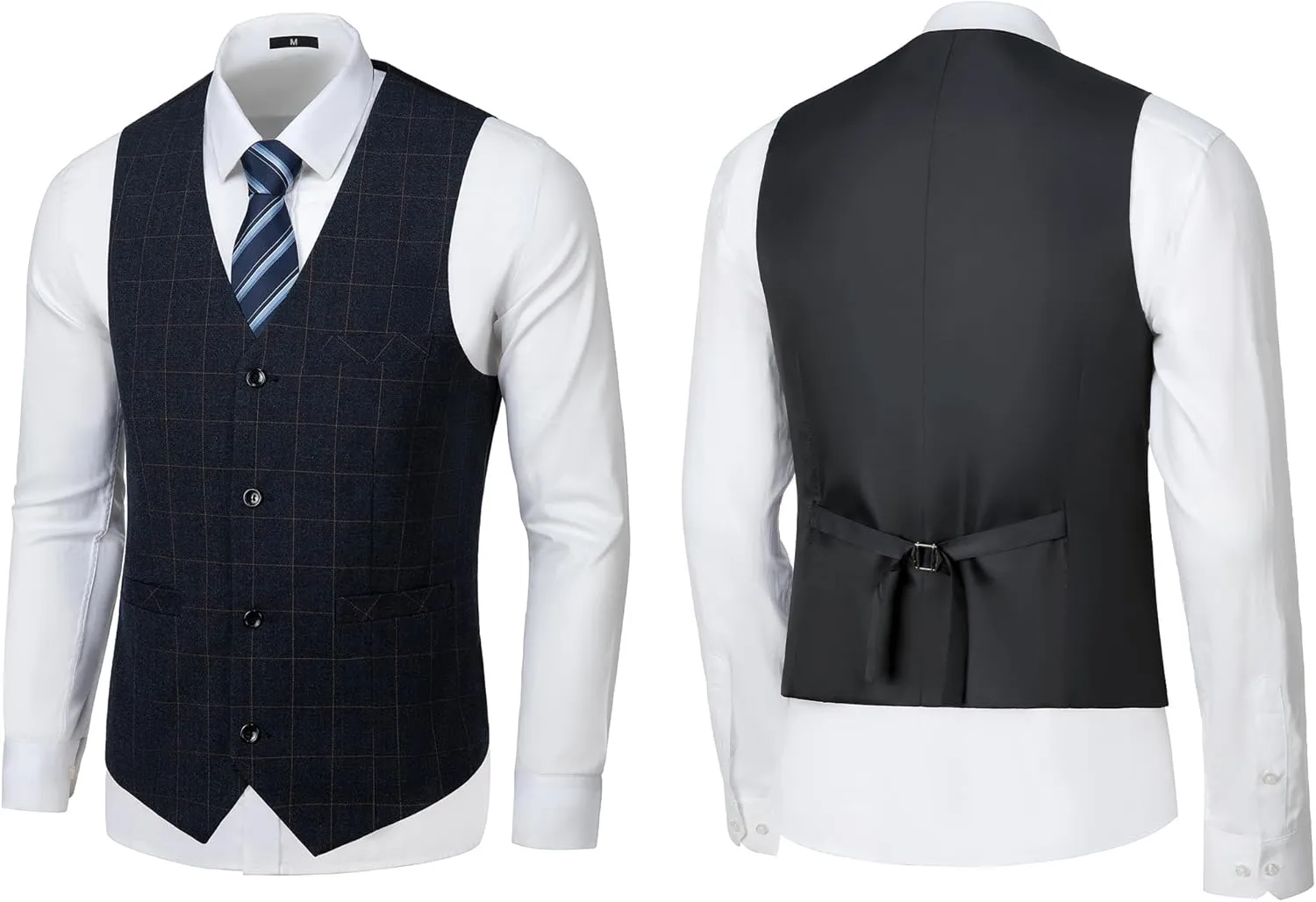 Men's Tuxedo Suits Slim Fit Plaid Suits for Men 3 Piece Suit Jacket Vest Pants Set for Wedding Prom