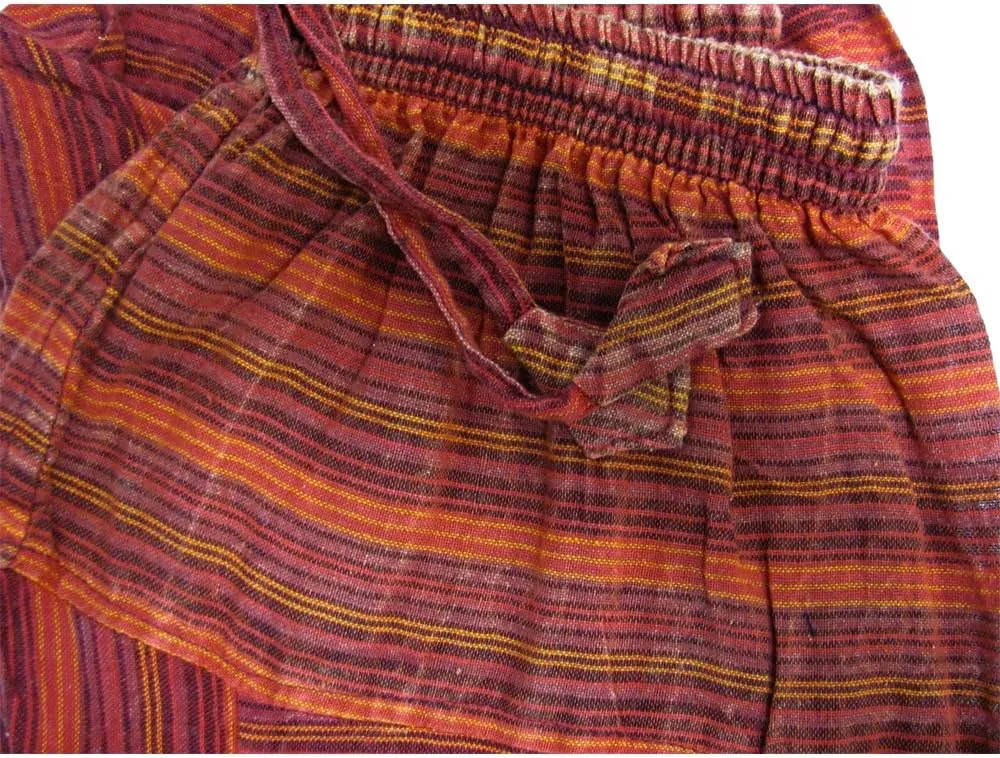 Men's Vintage Hippie Aladdin Striped Stonewashed Cotton Yoga Baggy Harem Pants