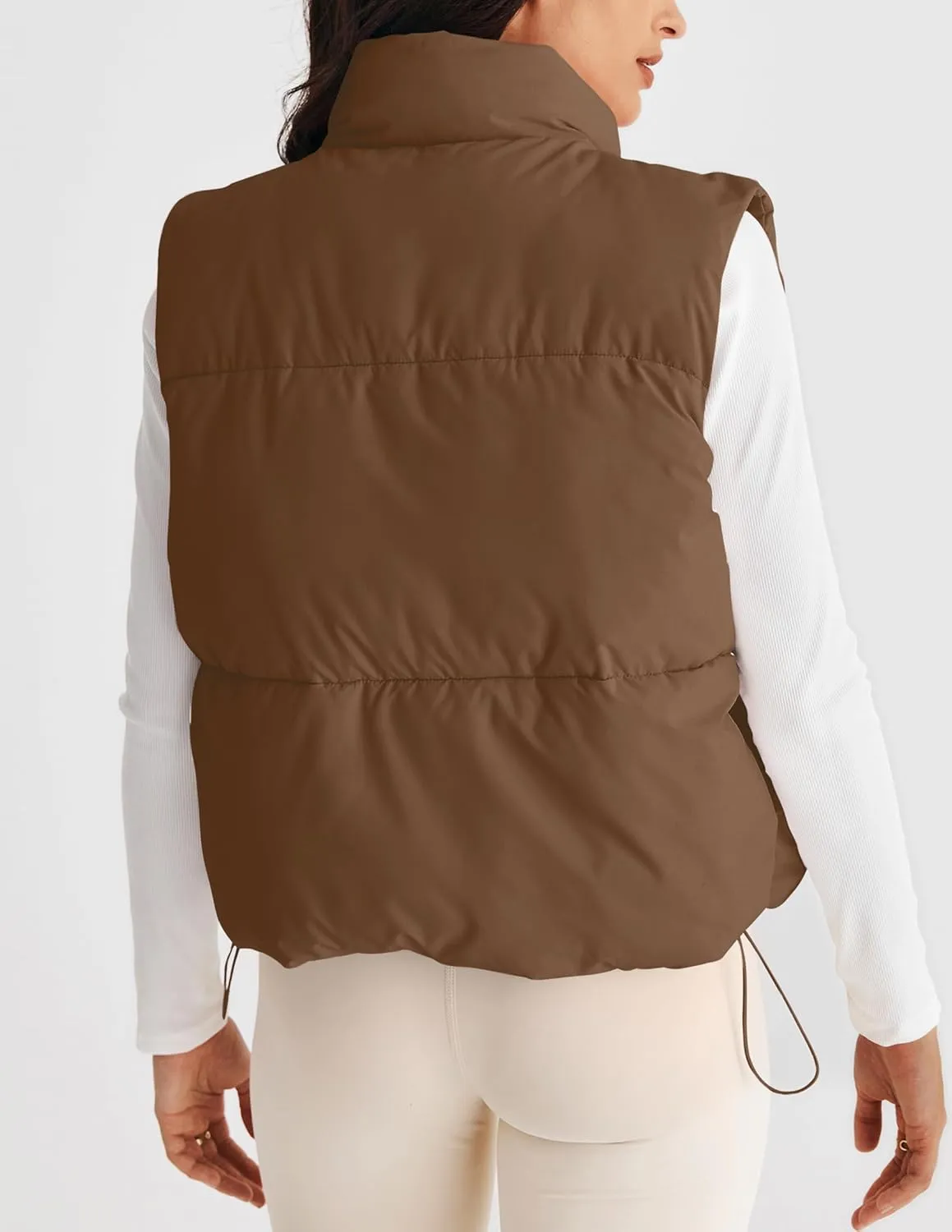 MEROKEETY Womens Puffer Vest Stand Collar Zip Up Sleeveless Padded Gilet Coat with Pockets