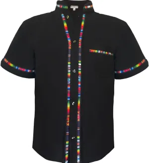 Mexican Guayabera Short Sleeve Shirt for Men Traditional Style Colorful Embroidery Mexican Shirt. Made in Mexico. 100% Cotton