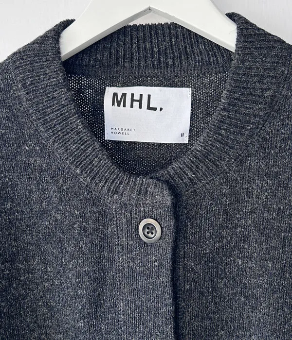 MHL./FINE SHETLAND WOOL CARDIGAN WOMENS (DARK CHARCOAL)