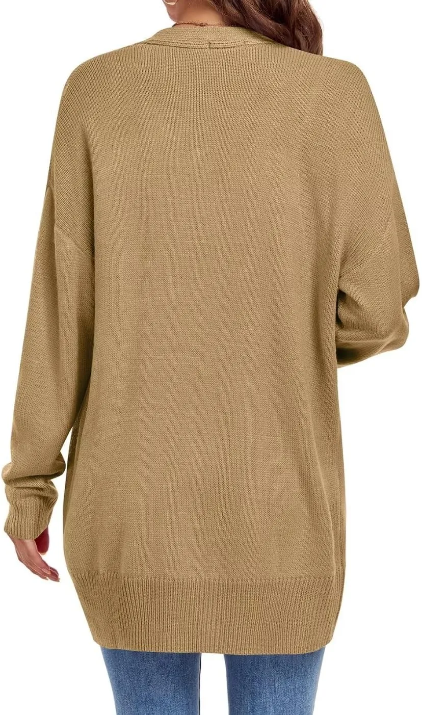 MONNURO Plus Size Cardigan Sweater for Women Long Sleeve Cable Knit Open Front Cardigan Outwear with Pockets