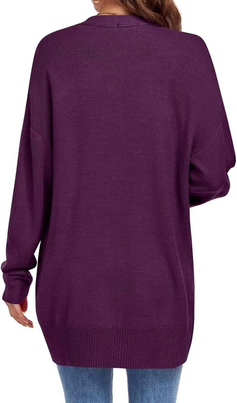 MONNURO Plus Size Cardigan Sweater for Women Long Sleeve Cable Knit Open Front Cardigan Outwear with Pockets