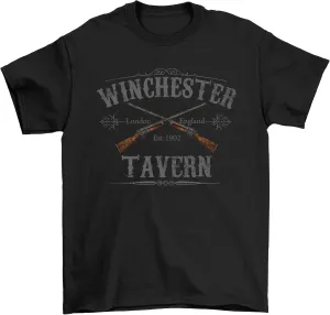 Movie Fan-Art - Winchester Tavern - Mens or Womens Cult Zombie Film Inspired Organic Cotton T-Shirt (XXX-Large, Black)