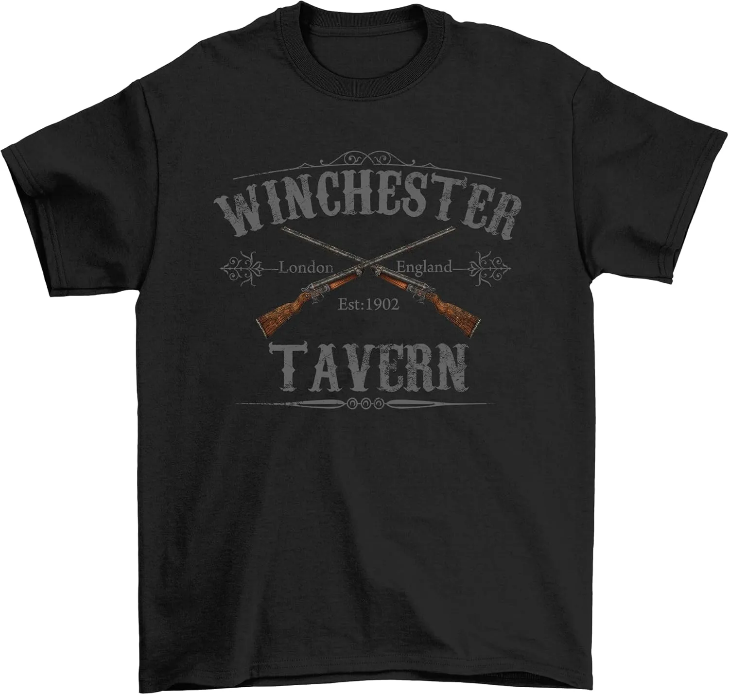 Movie Fan-Art - Winchester Tavern - Mens or Womens Cult Zombie Film Inspired Organic Cotton T-Shirt (XXX-Large, Black)