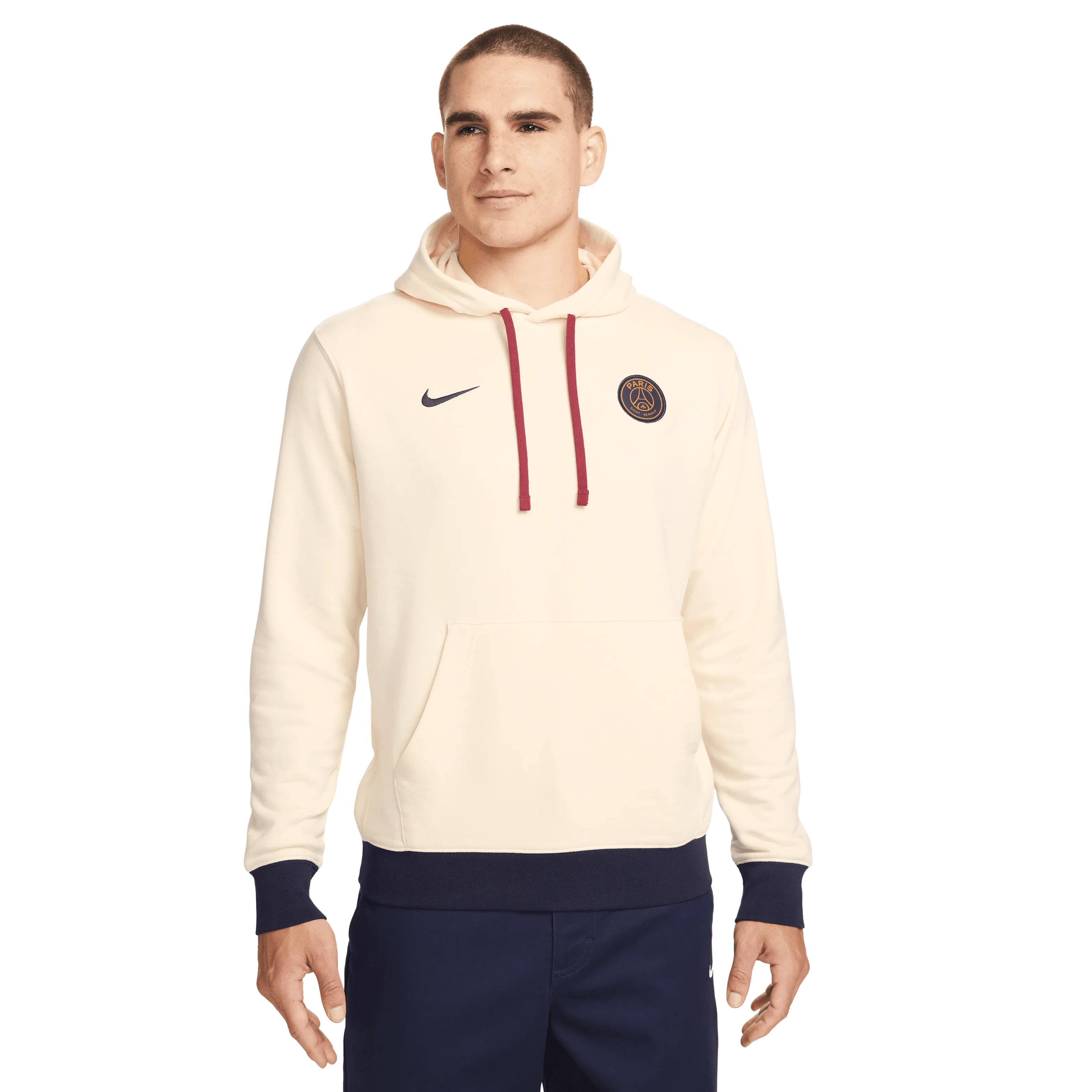Nike Men's Paris Saint-Germain Fleece Hoodie-Coconut Milk/Blackened Blue