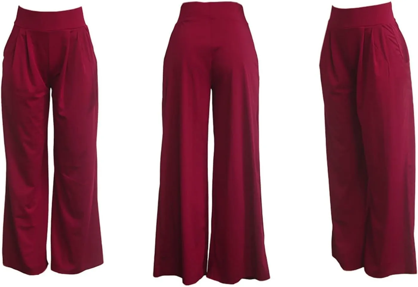 NRTHYE Womens Palazzo Long Pants High Waist Wide Leg Stretchy Loose Fit Casual Trousers with Pocket