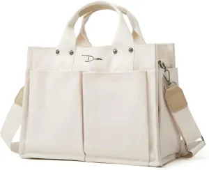 Obosoyo Canvas Tote Bag Purses for Women Large Canvas Work Shoulder Bags Casual Crossbody Purse for Travel Daily