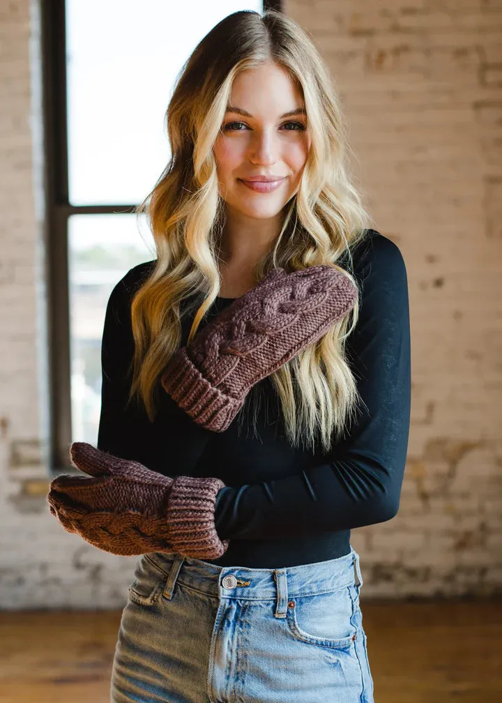 Panache Brown Braided Mittens