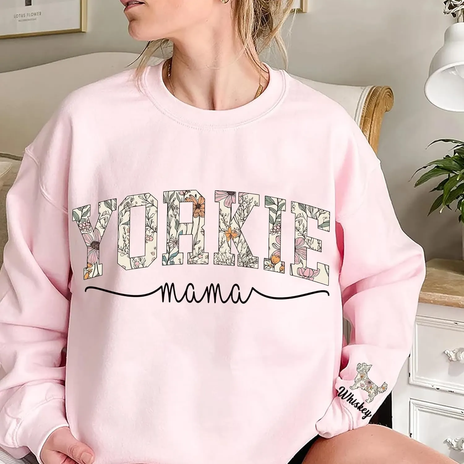 Personalized Dog Mom Sweatshirt  Custom Name & Dog Breed Crewneck, Cute Fur Mama Pullover, Best Gift for Dog Lovers
