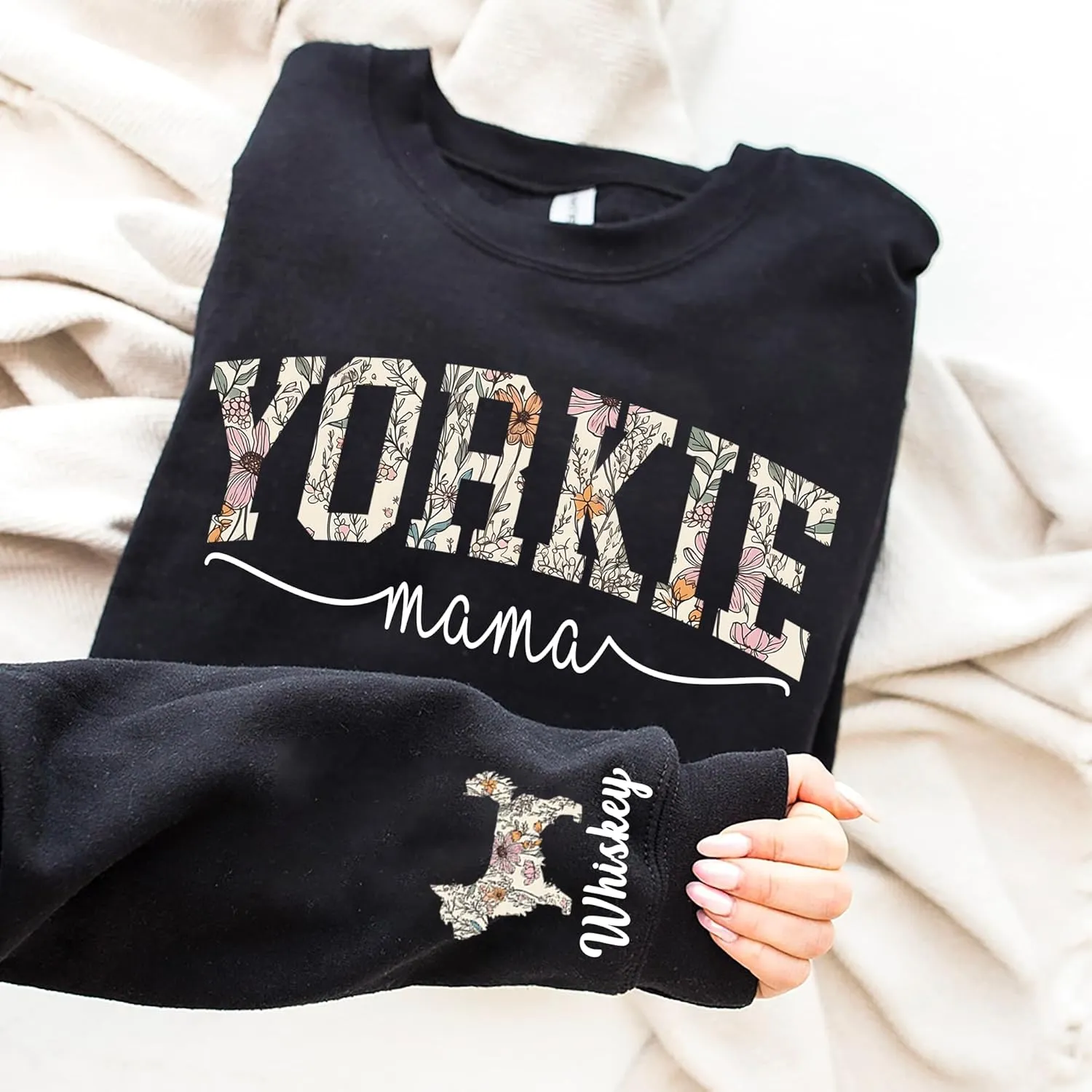 Personalized Dog Mom Sweatshirt  Custom Name & Dog Breed Crewneck, Cute Fur Mama Pullover, Best Gift for Dog Lovers
