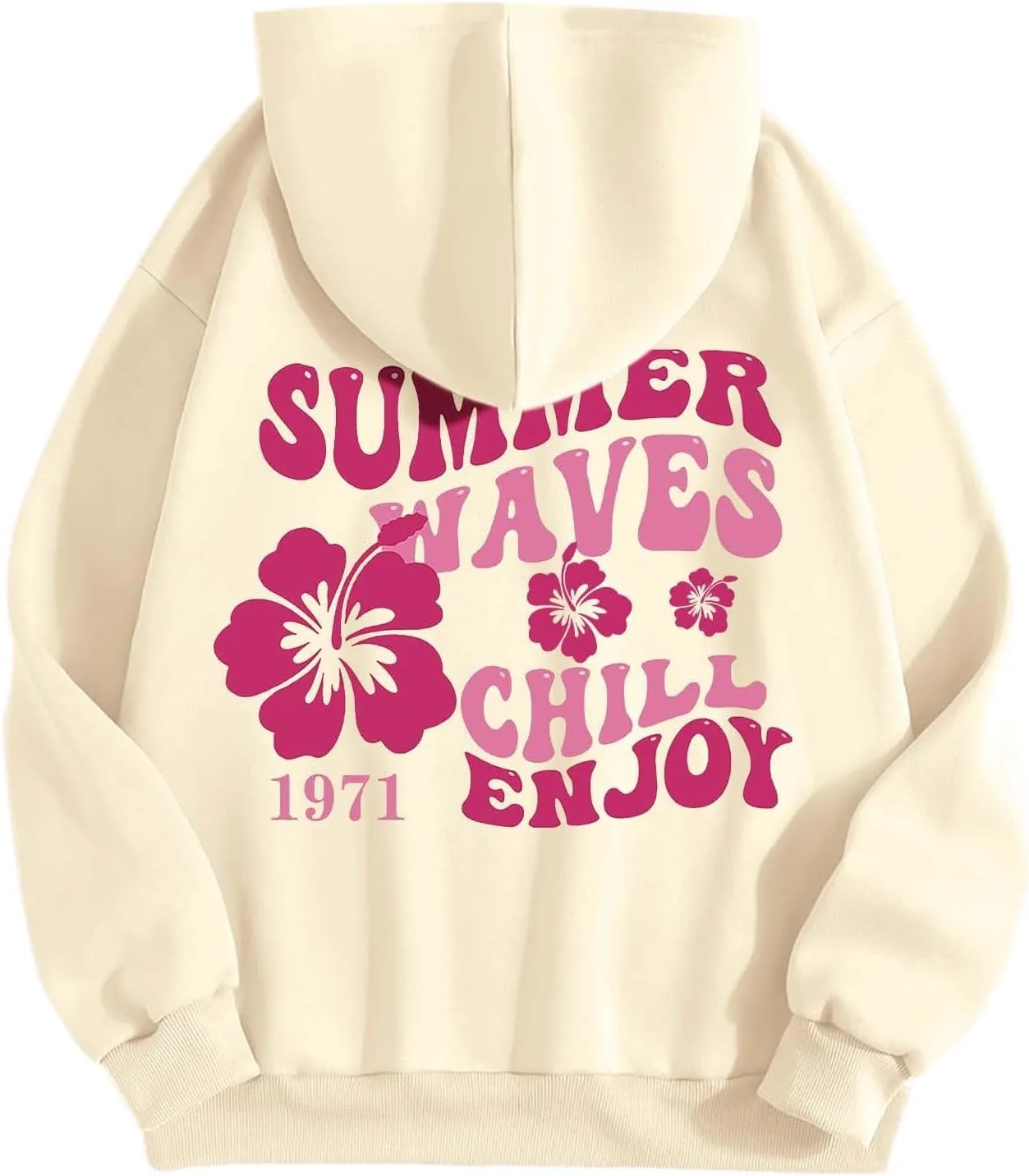 Pink Palm Hoodie For Teen Girls Casual Long Sleeve Y2K Hooded Pullover Tops Oversized Letter Graphic Hoodies With Pocket