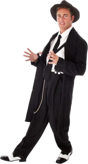 Plus Size Men's Zoot Suit Gangster Costume Pin Stripe Mobster Outfit Halloween Costume and Historical 1920s Roleplay