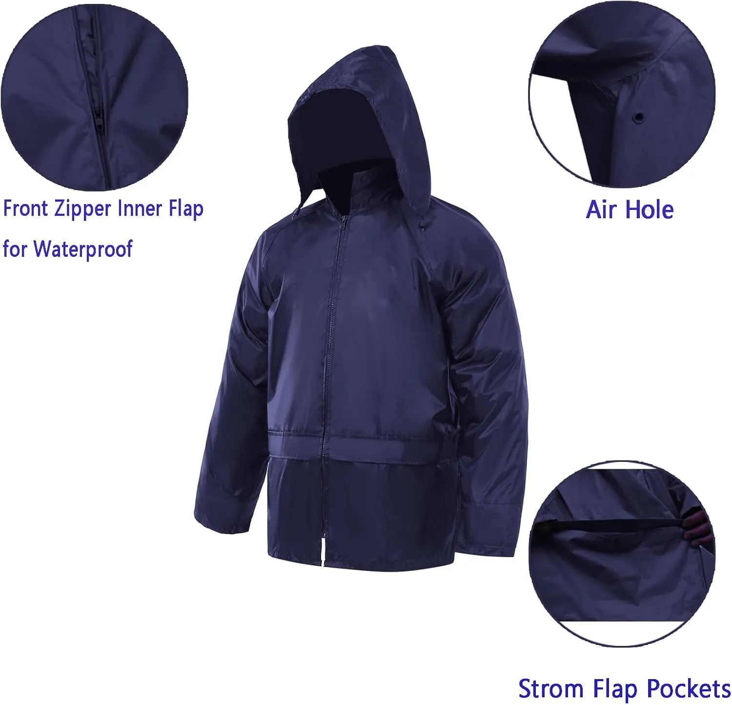 Rain Jacket Pants Suits for Men Women Waterproof Lightweight Rain Gear Coat Workwear