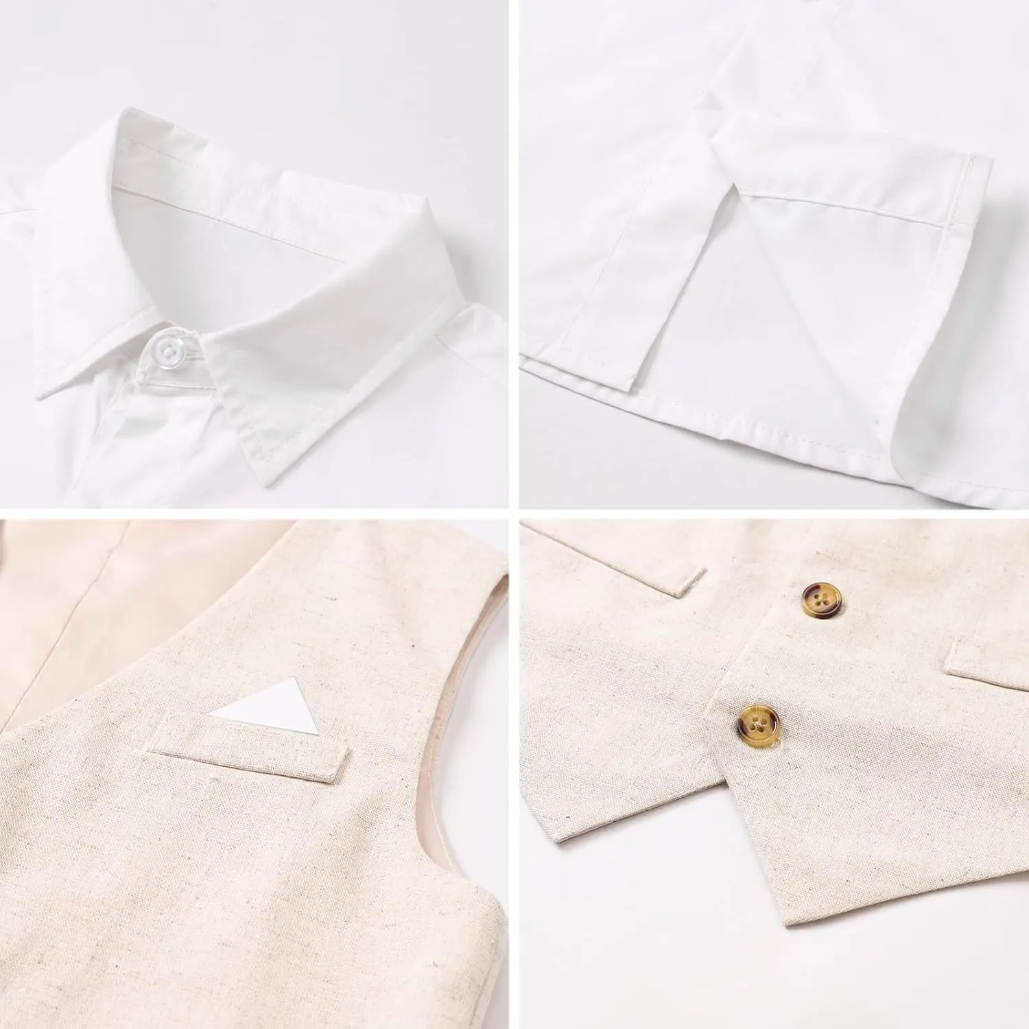 SANGTREE Baby Boys Gentleman Outfits Cotton Linen Formal Suit Set, 3 Months - 9 Years