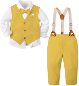 SANGTREE Baby Boys Gentleman Outfits Cotton Linen Formal Suit Set, 3 Months - 9 Years