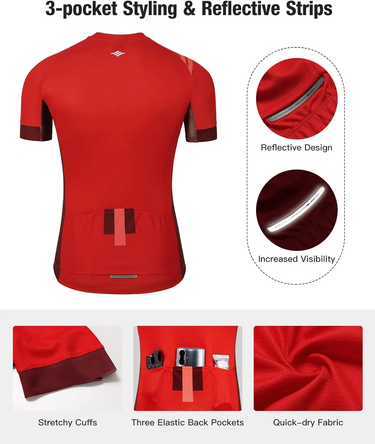 Santic Men's Cycling Jersey Shorts Sleeve Tops Pro Road Bike Bicycle Shirt Full Zip UPF 50  MTB Jersey with Pockets