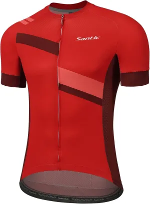 Santic Men's Cycling Jersey Shorts Sleeve Tops Pro Road Bike Bicycle Shirt Full Zip UPF 50  MTB Jersey with Pockets