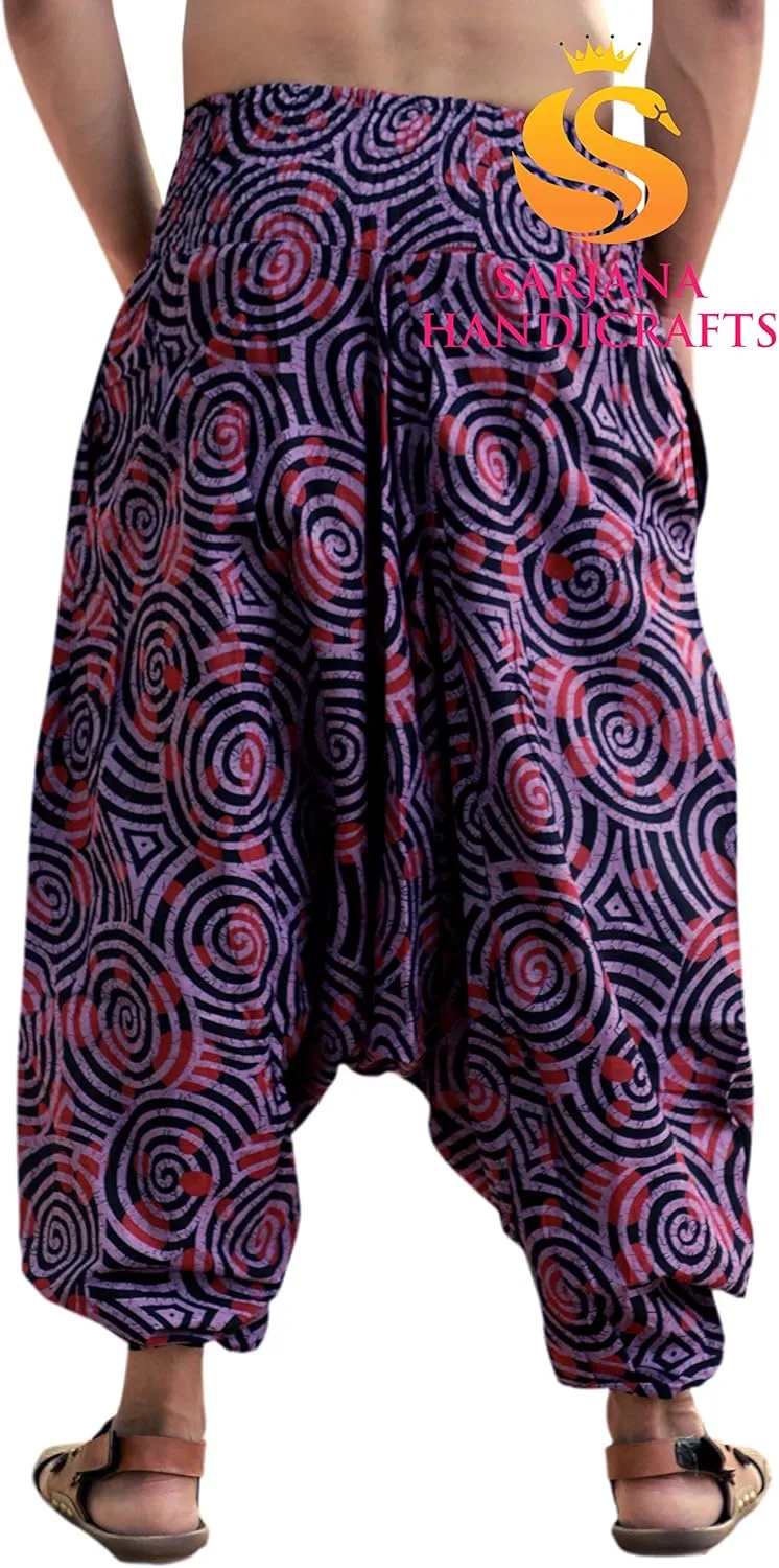 SARJANA HANDICRAFTS Men Women Cotton Harem Pants Pockets Yoga Trousers Hippie