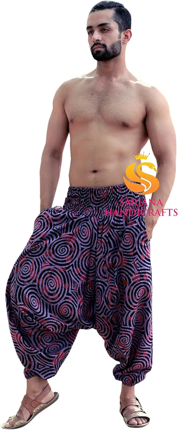 SARJANA HANDICRAFTS Men Women Cotton Harem Pants Pockets Yoga Trousers Hippie