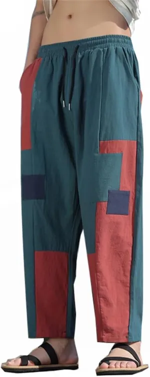 Seidarise Men's Wide Leg Casual Harem Linen Japanese Yoga Harem Pants Hip hop Joggers Baggy