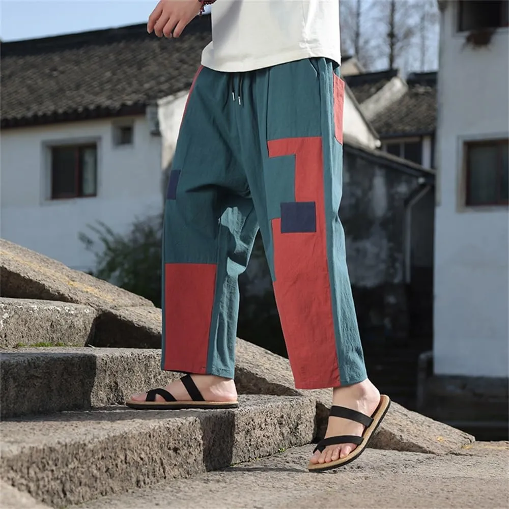 Seidarise Men's Wide Leg Casual Harem Linen Japanese Yoga Harem Pants Hip hop Joggers Baggy